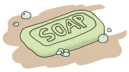 A piece of greenish soap