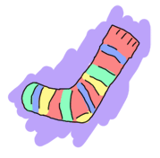 A rainbow-colored sock